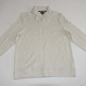 Tasso Elba Men's Shawl Collar Sweater Large NWT Light Beige 100% Cotton Pullover
